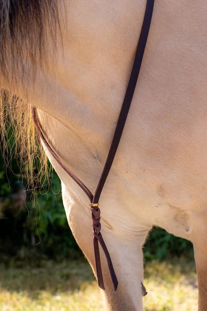 Neckrope leder met vlecht